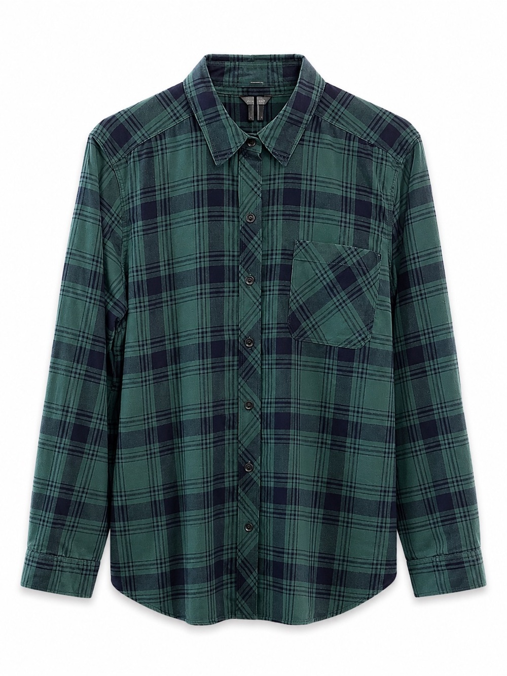 Eddie Bauer Classic Fit Flannel Green Navy Plaid Women’s XL Button Up Shirt